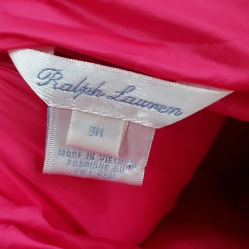 Ralph Lauren hot pink baby puffer bunting